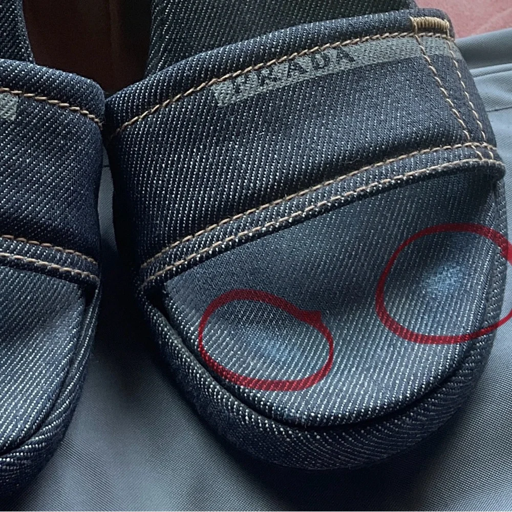 Prada Denim Wedge Slides, Size 36.5 - Picture 10 of 10